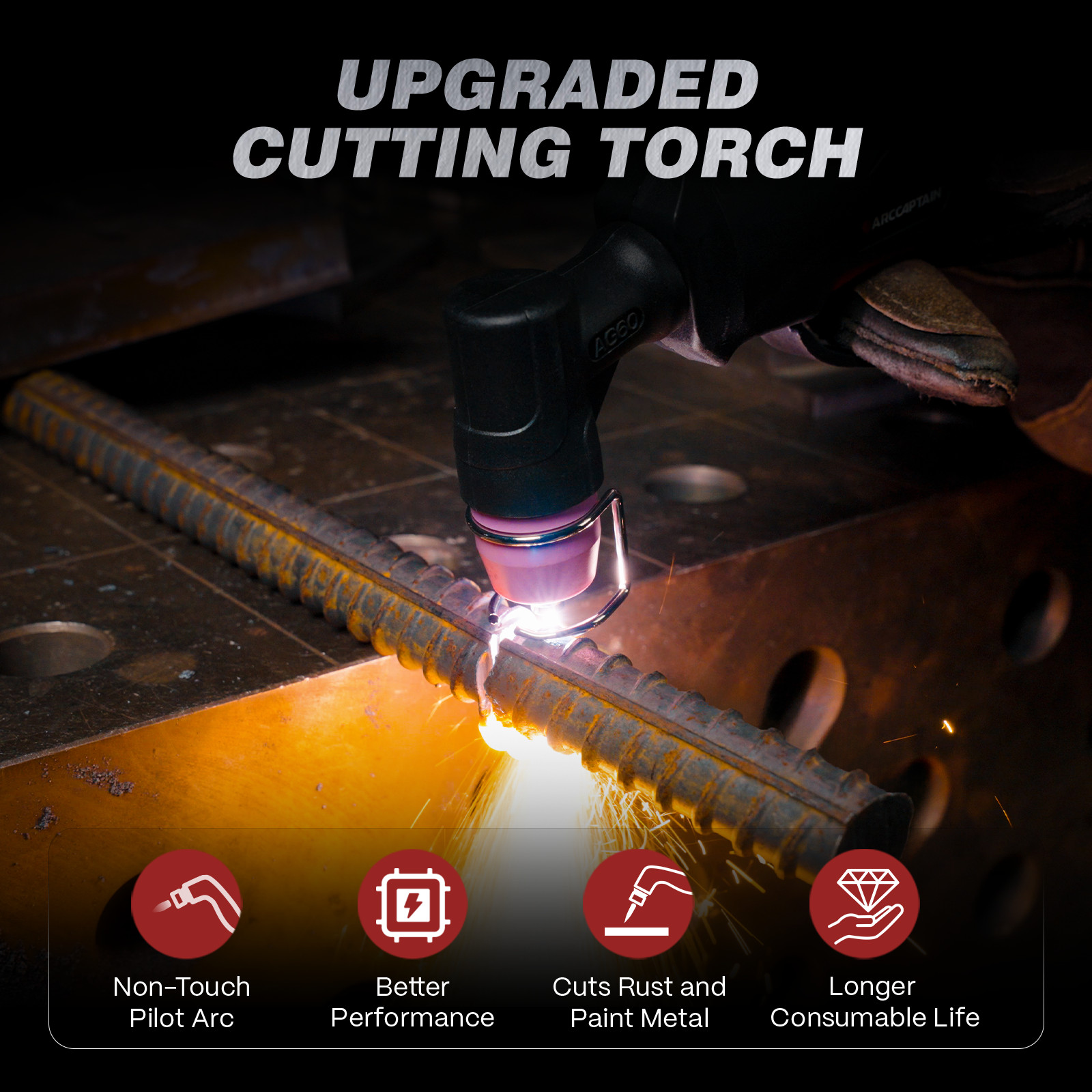 ARCCAPTAIN Plasma Cutter 60A Pilot Arc HF Non-Touch Plate/Expanded Meta Cutting