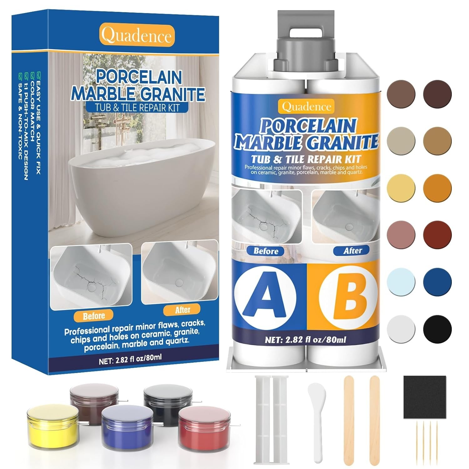 Tub Repair Kit (Color Match), Quadence Waterproof Porcelain Sink Kit...