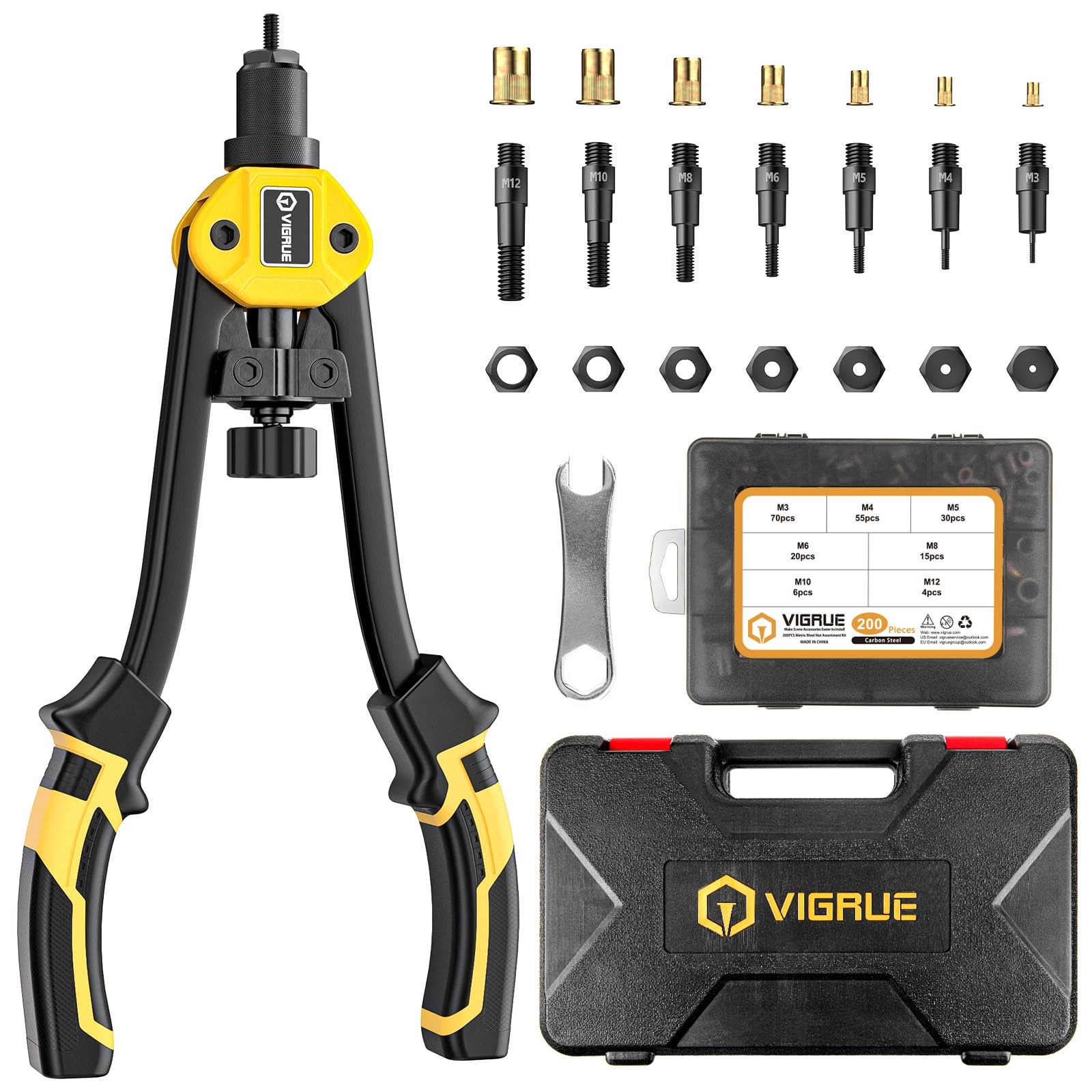 Rivet Nut Pliers Rivnut Set | 200 Pcs Threaded Sleeves Set | UNIVERSAL fits...
