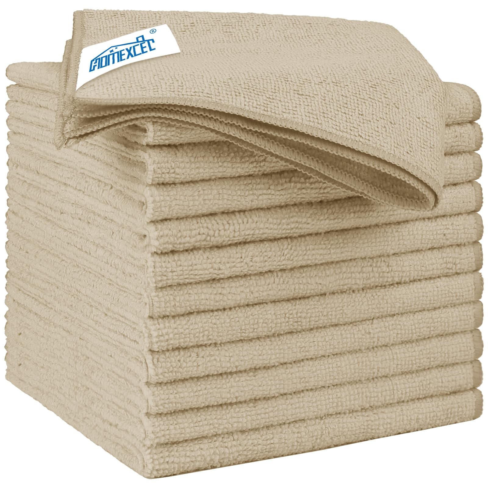 HOMEXCEL Brown Microfiber Cleaning Cloth 12 Pack 12.5x12.5 Absorbent Towels