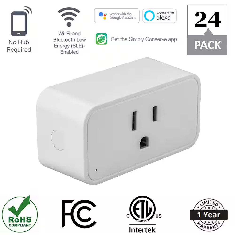 15 Amp 120-Volt Smart Wi-Fi and Bluetooth Plug (24-Pack)