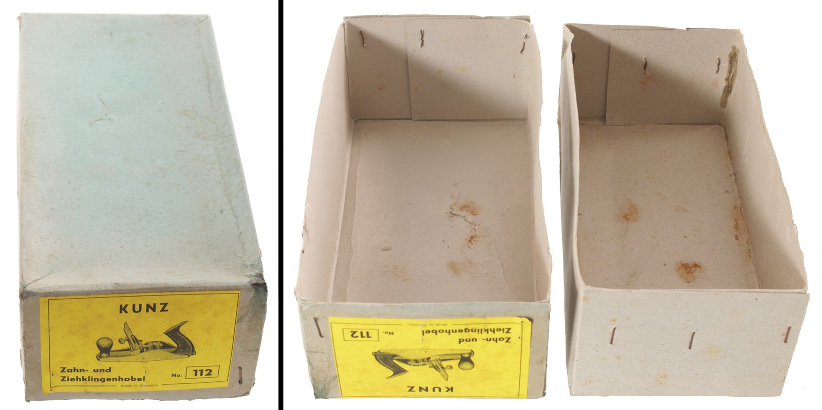 Orig. Box for Kunz No. 112 Handled Scraper Plane - Full Label - mjdtoolparts