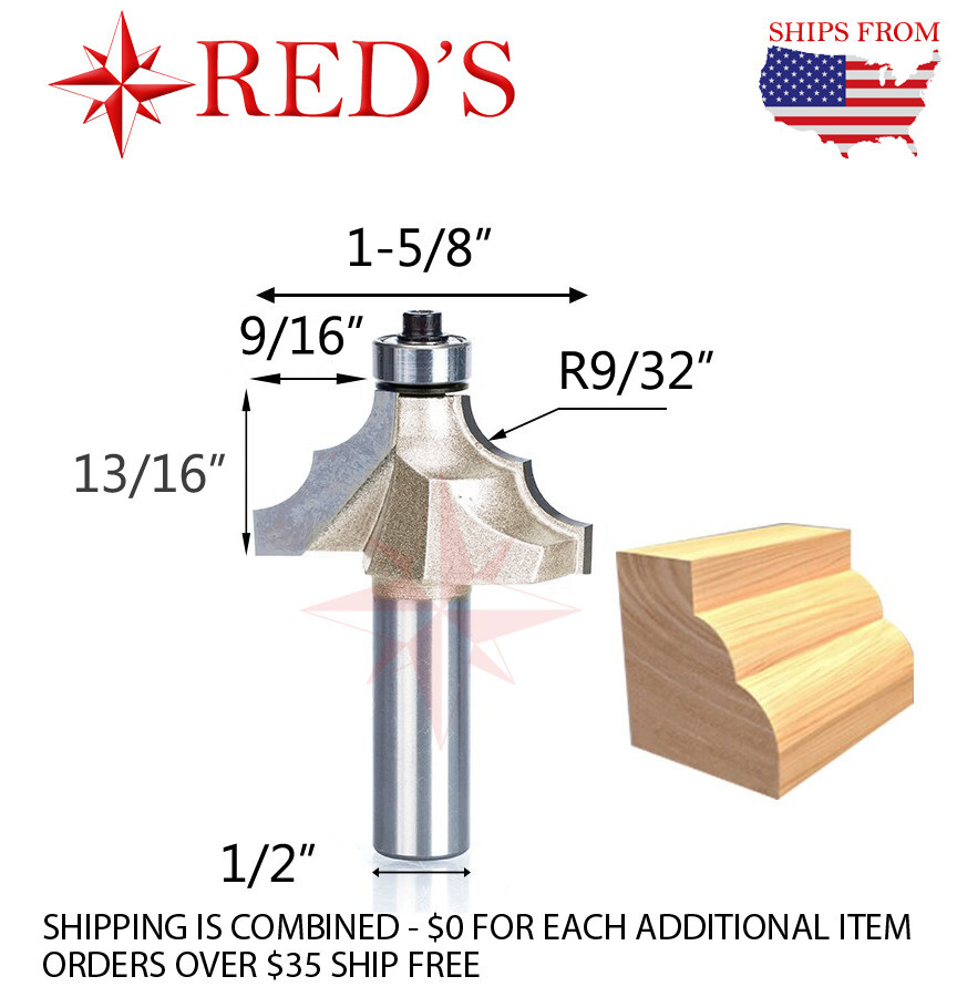Tideway Pro LC08021808 9/16" Wide Double Curve Moulding 1/2" shank router bit