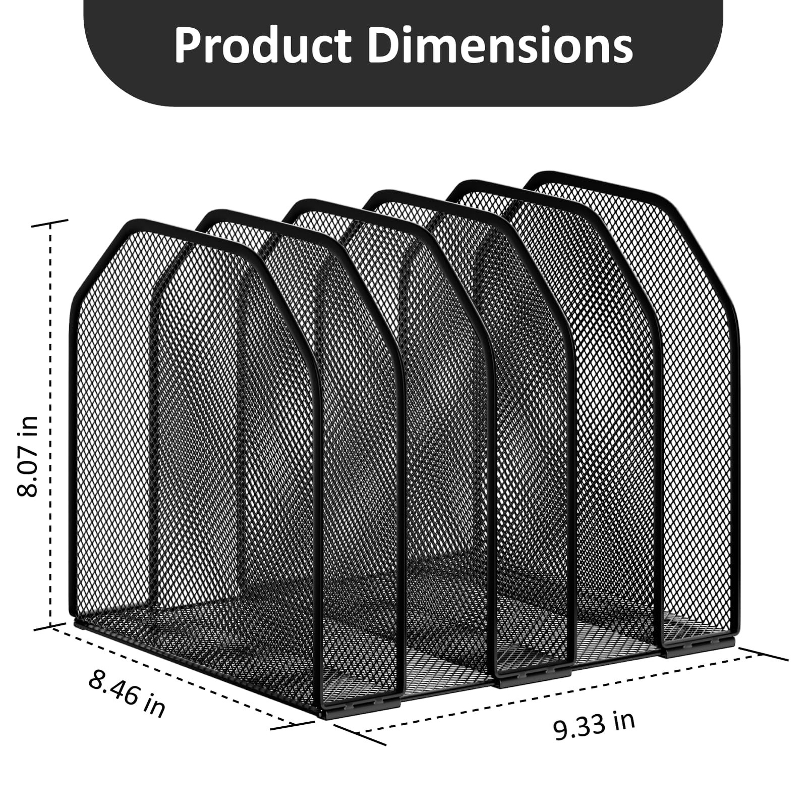 Desk File Organizer, Adjustable 5 Sections Upright Desktop Organizer File Sor...