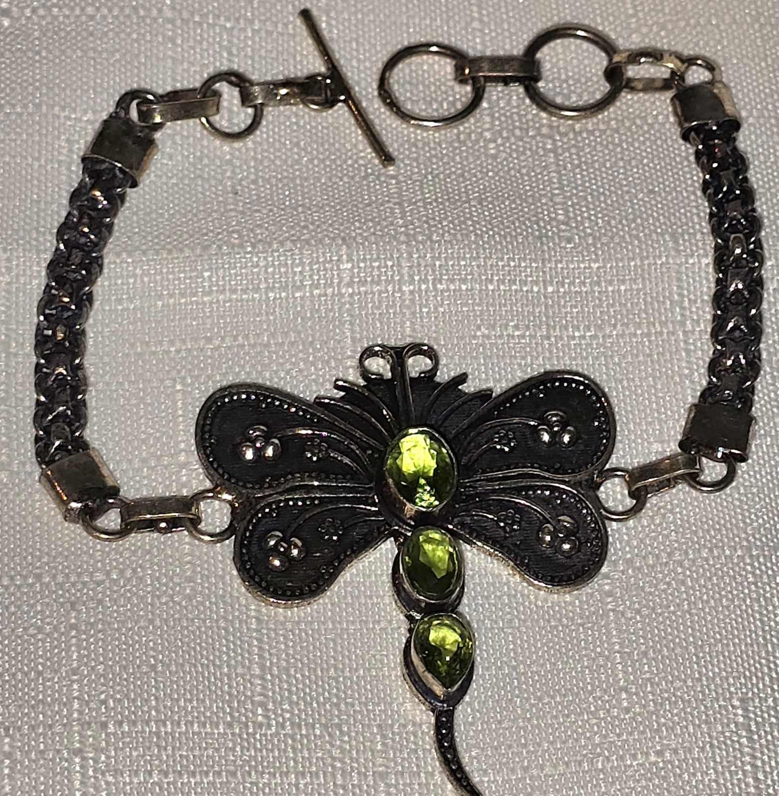 Artisan Peridot Dragonfly Bracelet