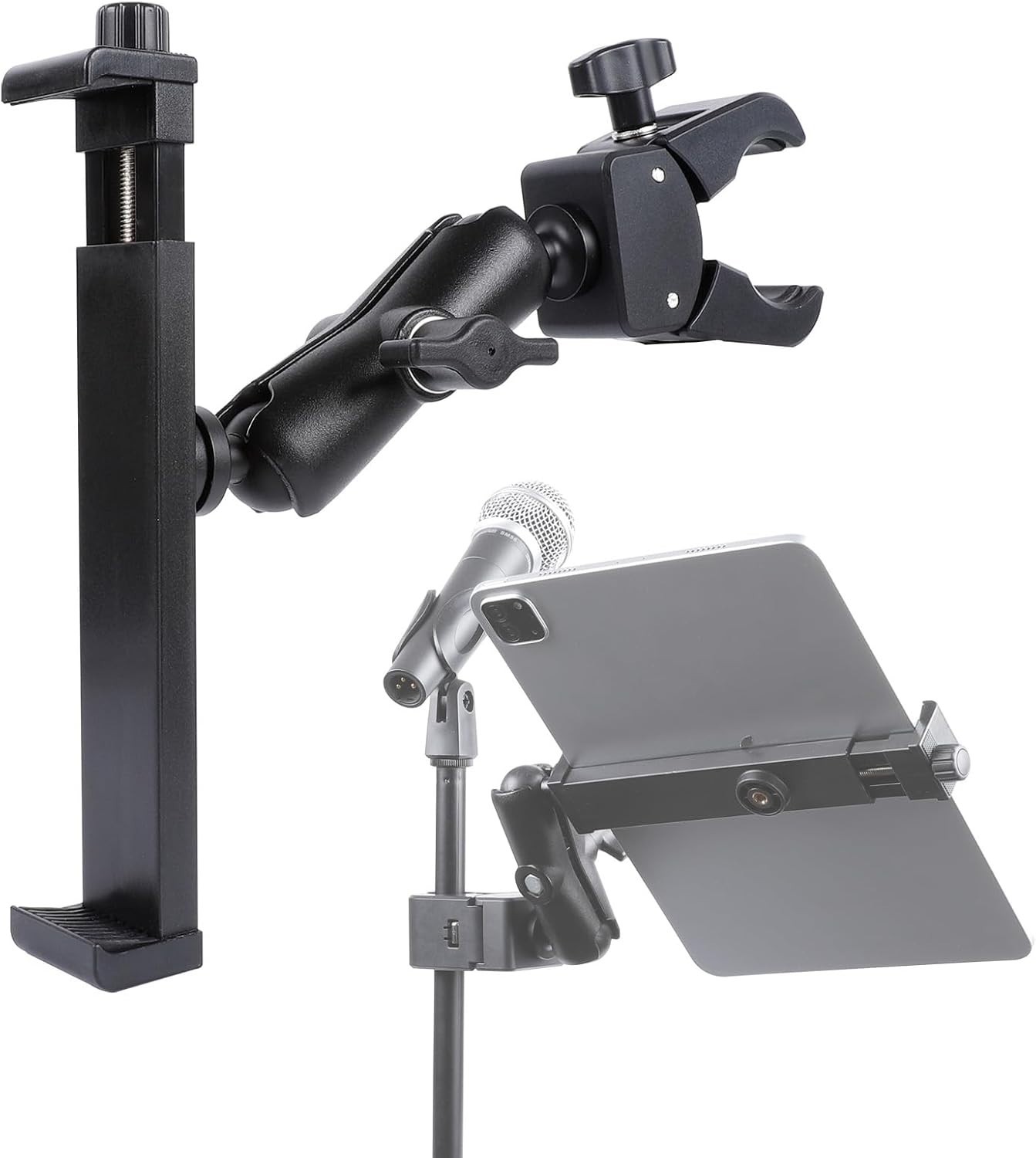 FPN iPad Holder - Side Mount Tablet Holder for Mic Stand Dual 360 Rotatable A...