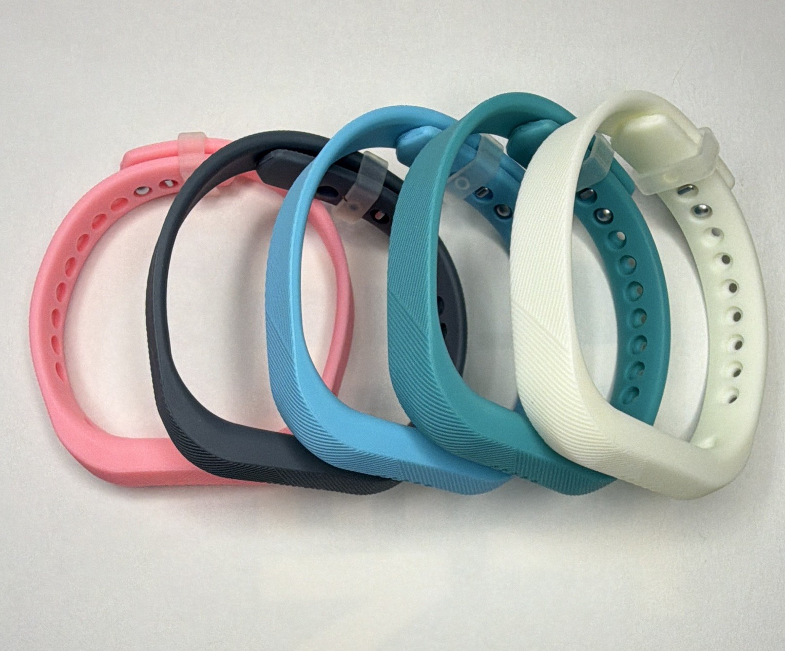 Fitbit Flex Silicone Adjustable Replacement Bands 5-Pack Pink Gray Blue Teal