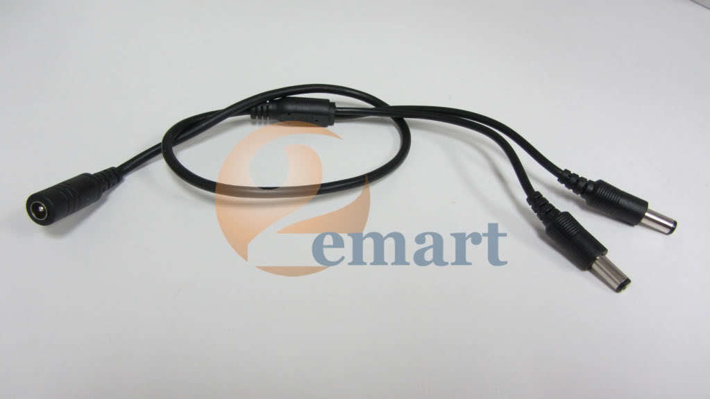 2PCS 1 to 2 CCTV Camera Power Adapter Splitter Cable 12V DC