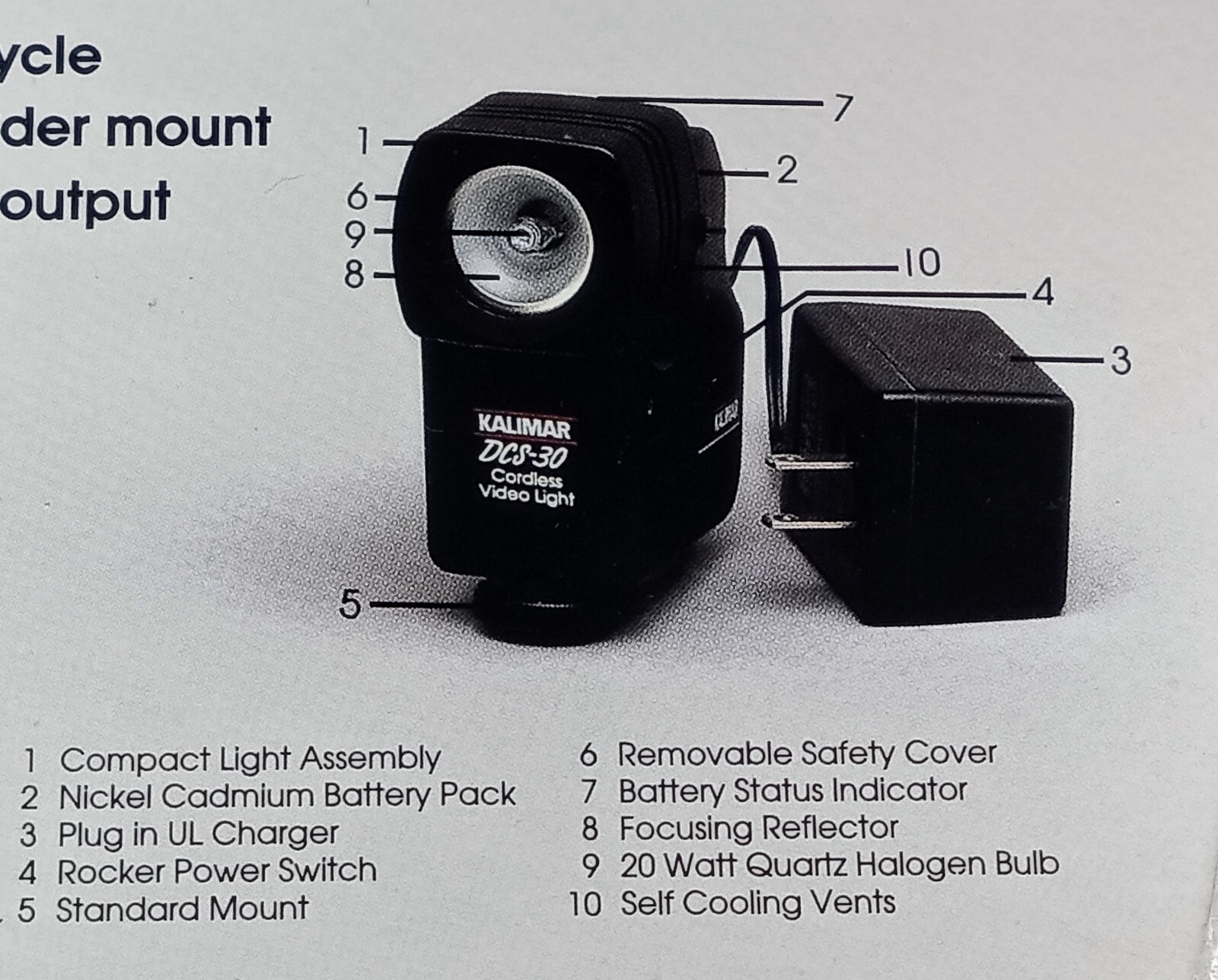 Kalimar DCS-30 Video Camcorder Light Outfit Set High Power Halogen Not Canon