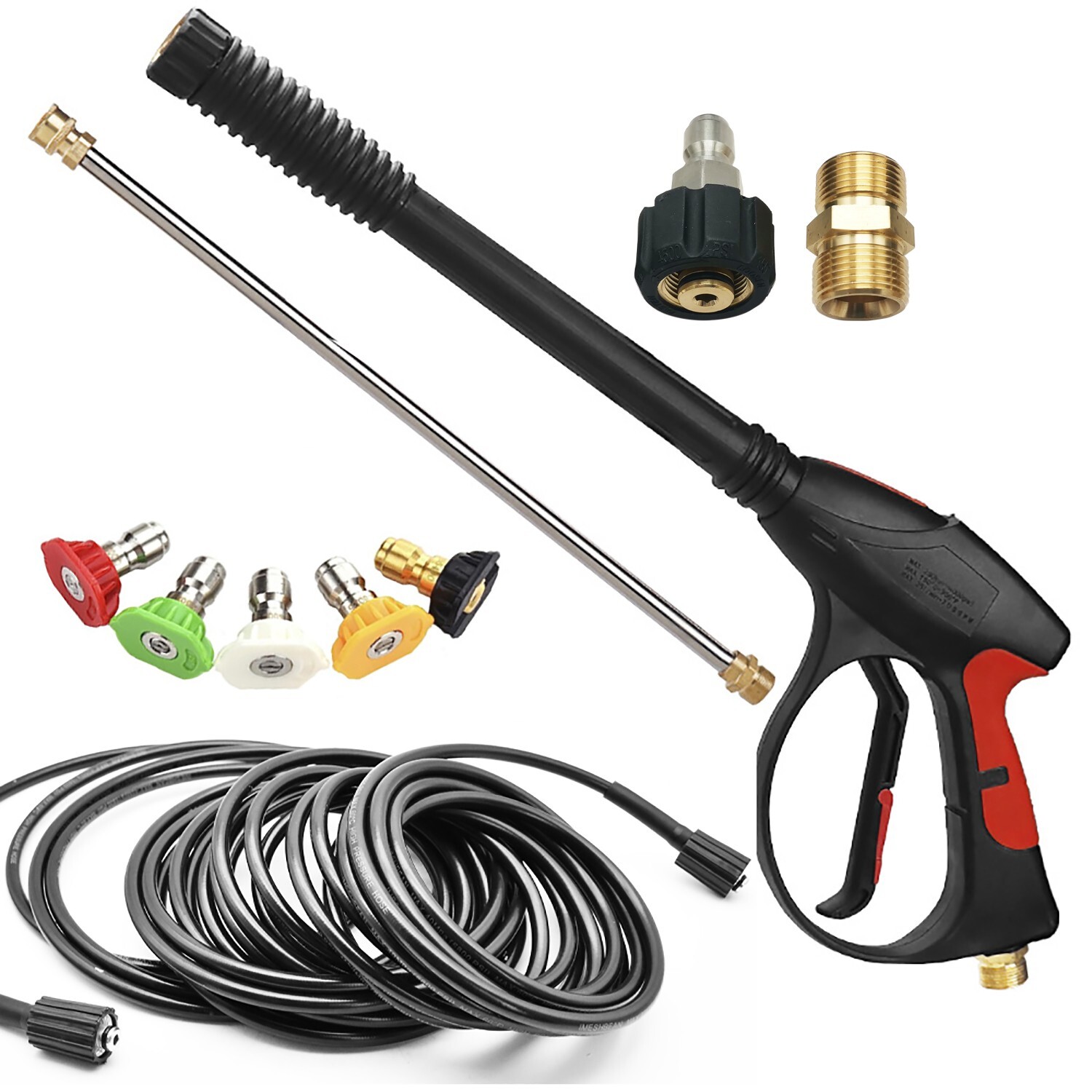 High Pressure 4000PSI Car Power Washer Gun Spray Wand Lance Nozzle&26' Hose Kit