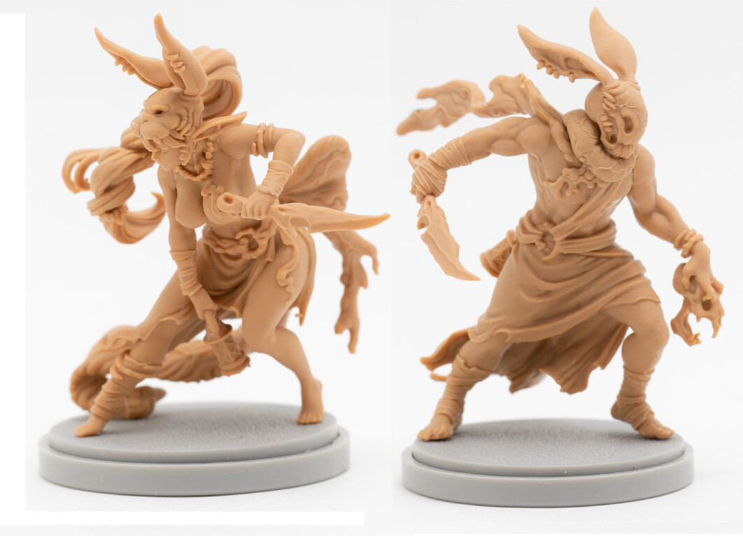 █ 2PCS  Lagomorph Survivors 2 figures 30mm Kingdom Death Unassembled WH442