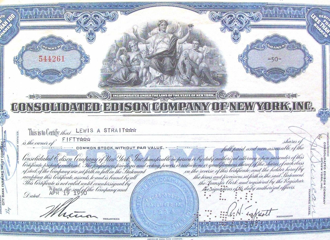 2 LOVELY BLUE 50's EDISON STOX 1 w EMBOSS ORANGE DUTCH TAX SEALS ISS IN HOLLAND!