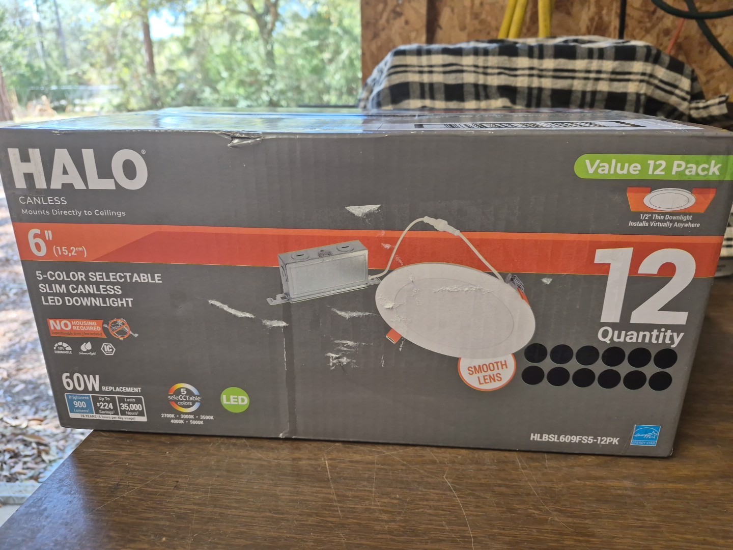 HLBSL 6 in. Can Less Integrated LED, 900 Lumens, 5CCT, White (12-Pack) NEW