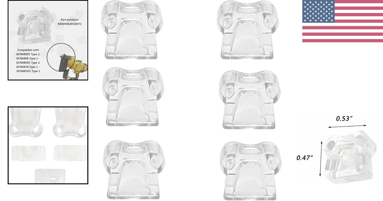 High-Quality Transparent Nailer Tips, 6 Pcs - Essential Tools for Every Workshop