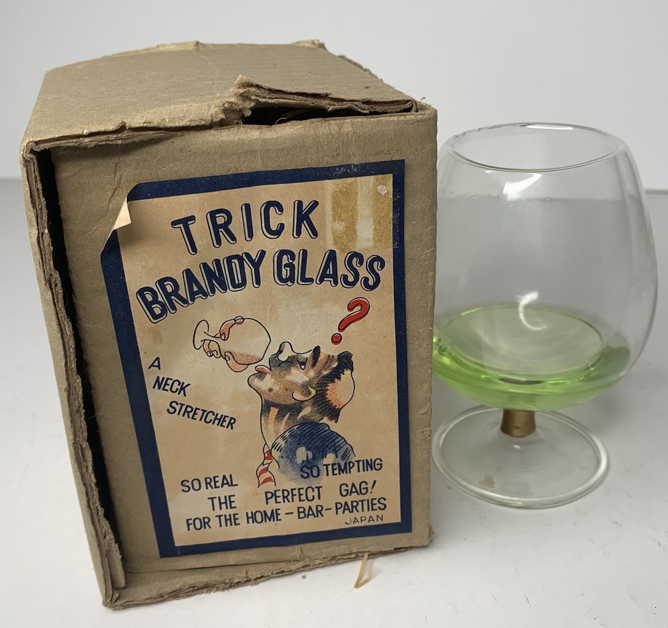Vintage Trick Brandy Glass A Neck Stretcher The Perfect Party Gag Home Bar