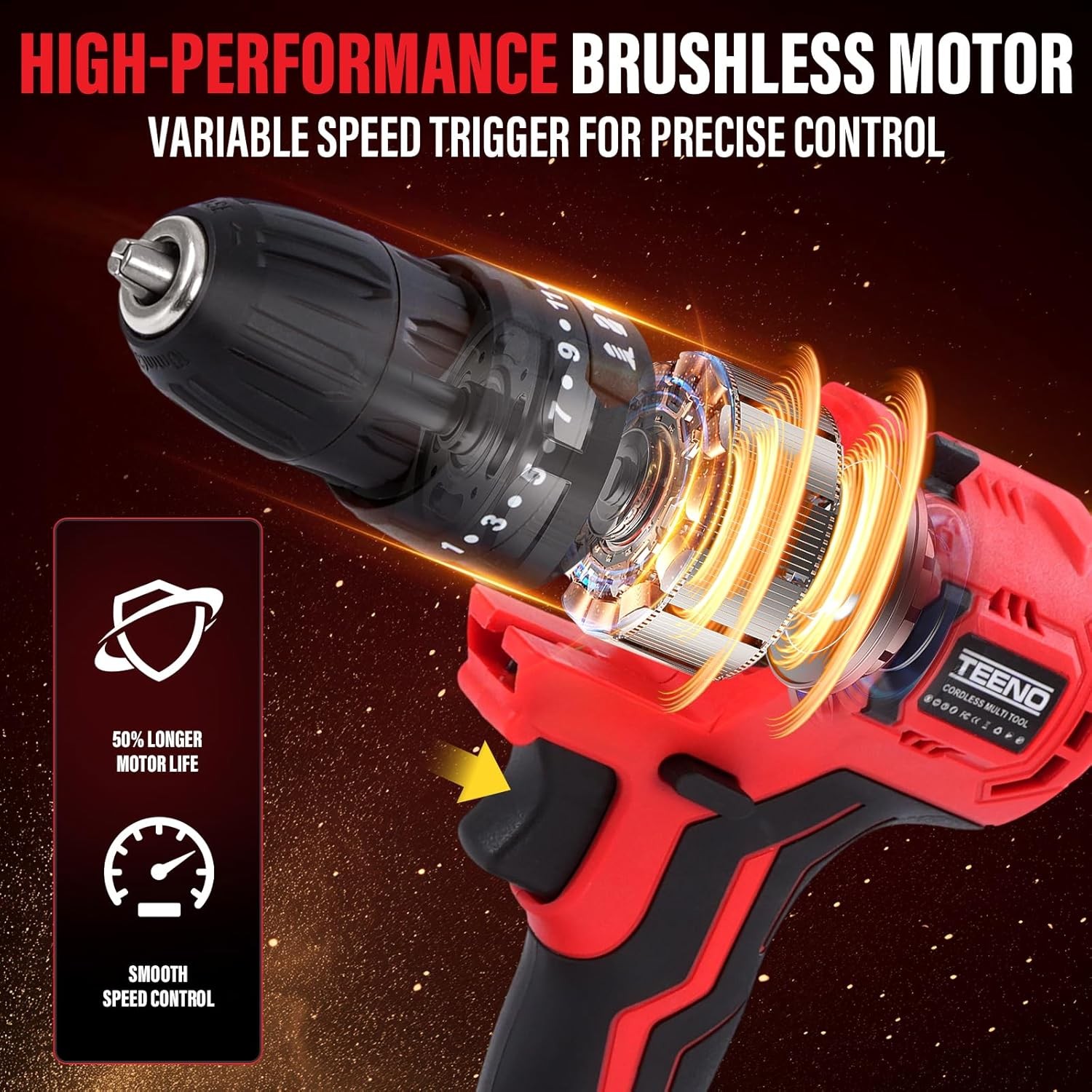 Brushless Power Tool Combo Kit, 6-in-1 Cordless Interchangeable Multi-Tool Set
