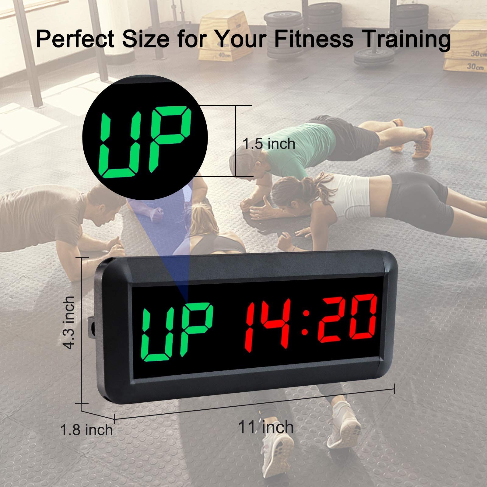 Gym Timer, LED Interval Timer with Remote, Count Down/Up Clock, Stopwatch, Wo...