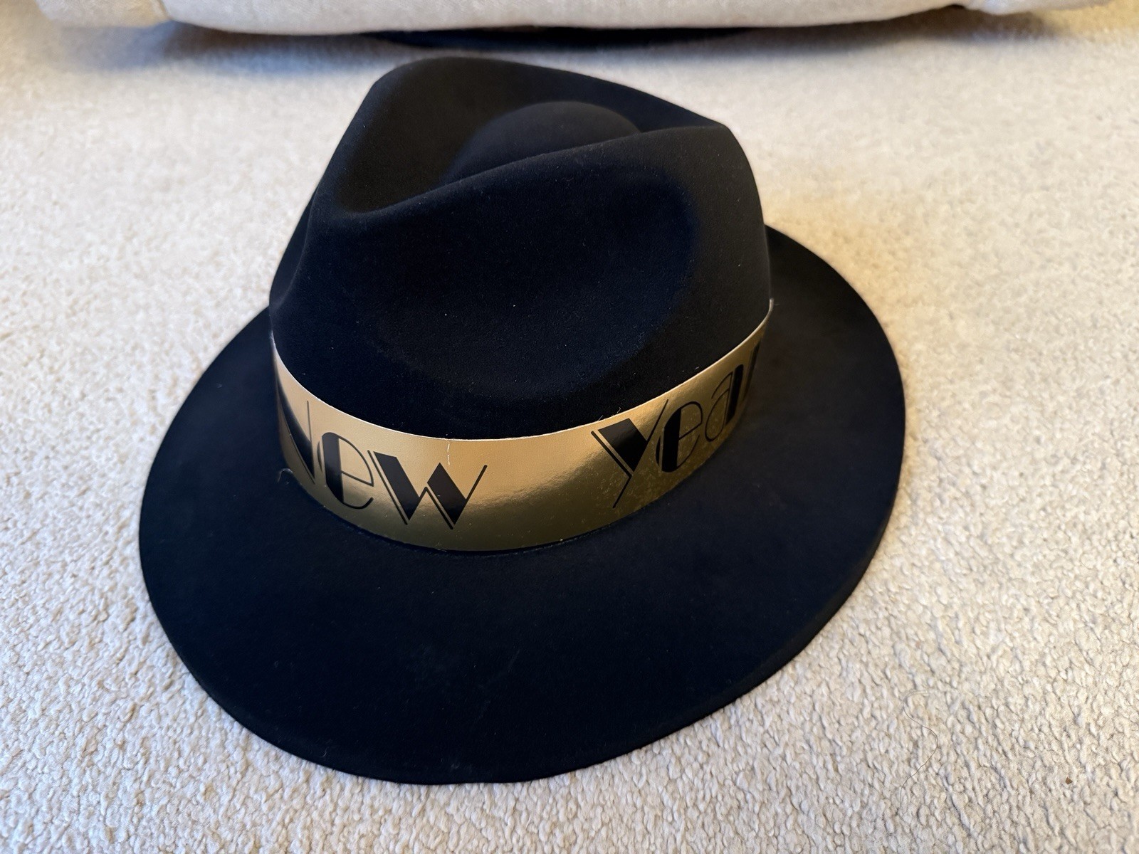 Happy New Year Fedora Hat Fancy Dress Up Halloween Costume Accessory Blak Velvet