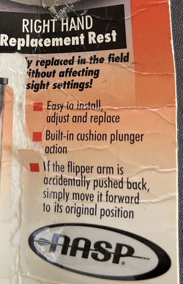 NAP Genesis Flipper Arrow Right Hand Replacement Rest Made USA