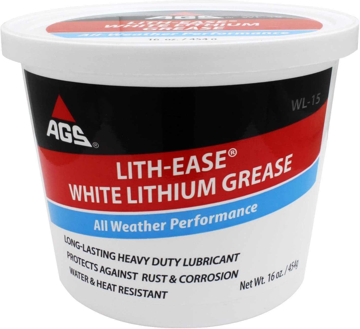 AGS Lith-Ease White Lithium Grease, 16 oz Tub, All Weather Performance, Long...