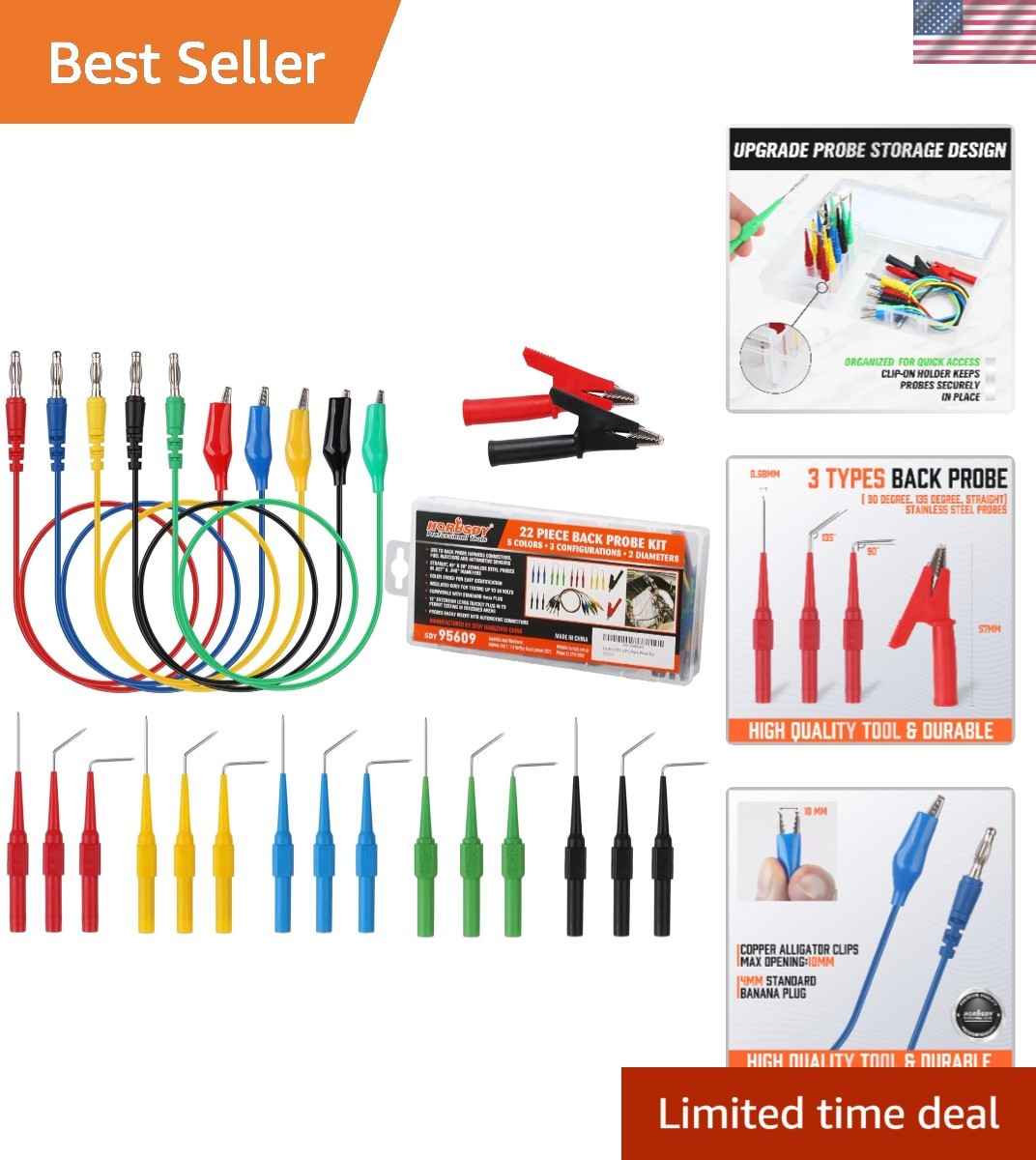 22PCS Back Probe Pin Kit for Precise Electrical Testing - 5 Color Silicone Wires