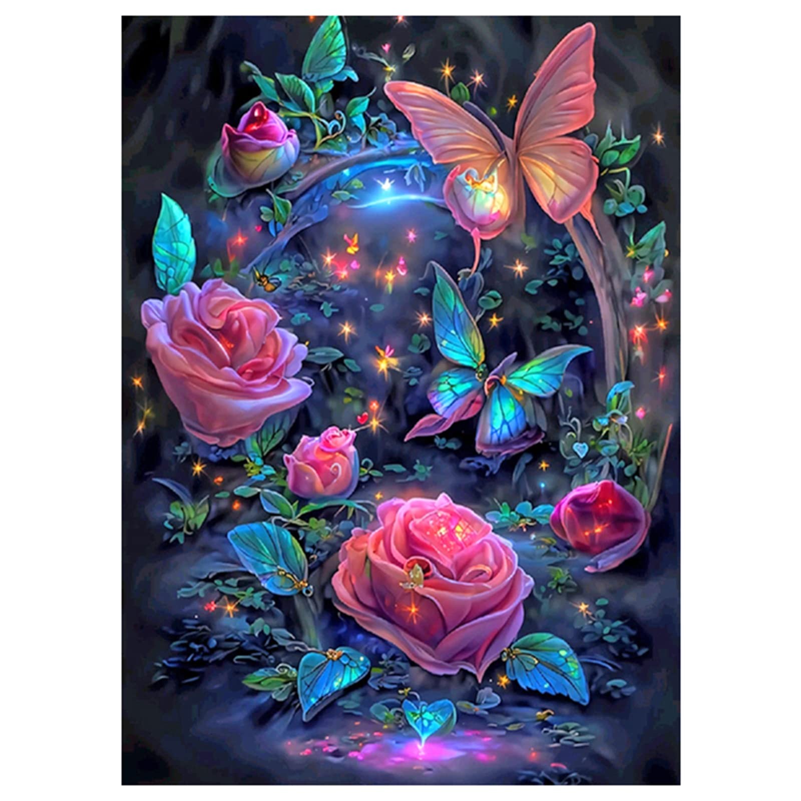 Diamond Painting Kits for Adults, Rose Flower Round Full Drill Diamond Art Kits,