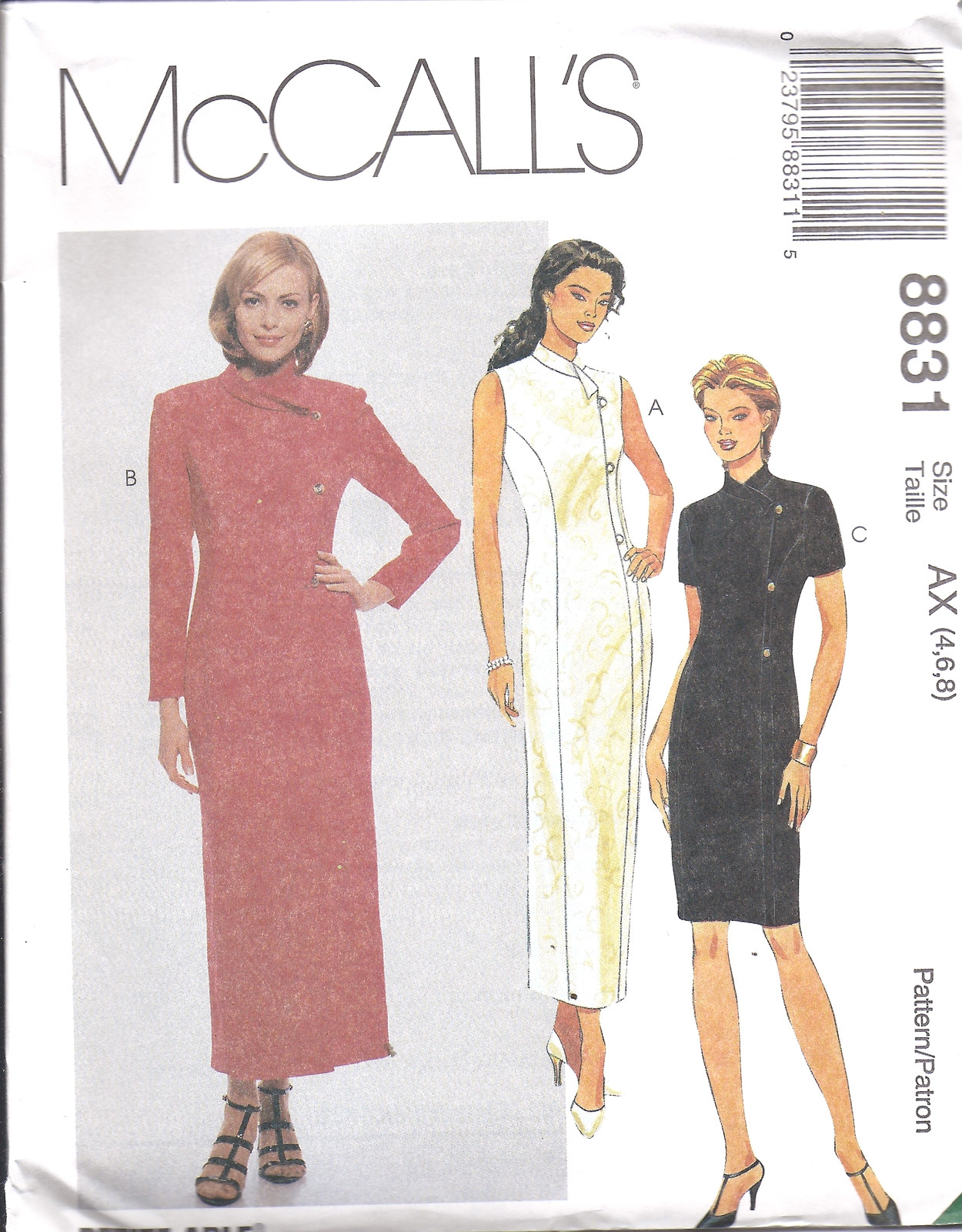 8831 UNCUT McCalls Vintage Pattern Misses Mock Wrap Dress SEWING OOP Fitted SEW
