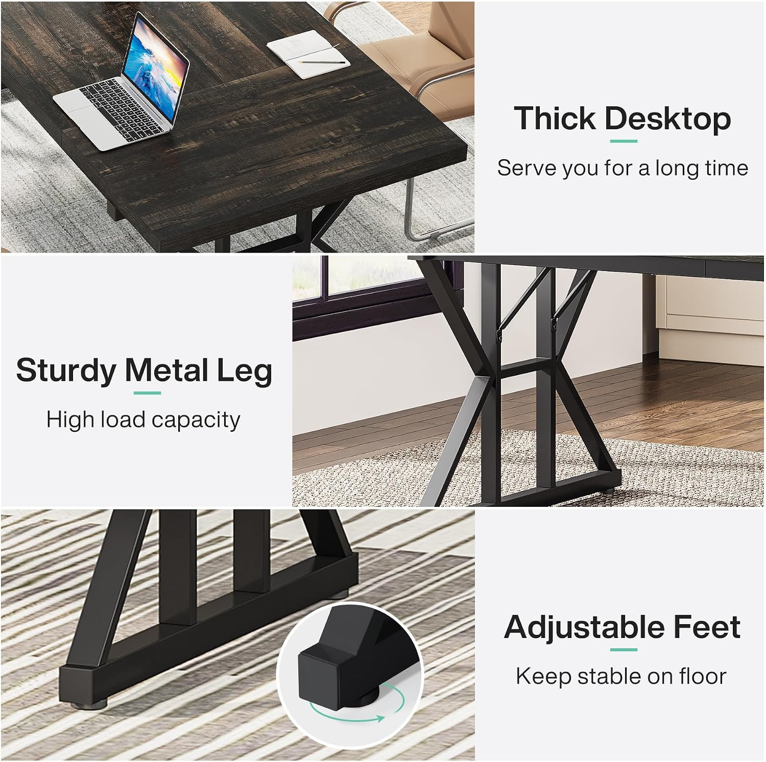 Tribesigns 70.8-Inch Executive Desk, Large Computer Office Desk Workstation, Mod