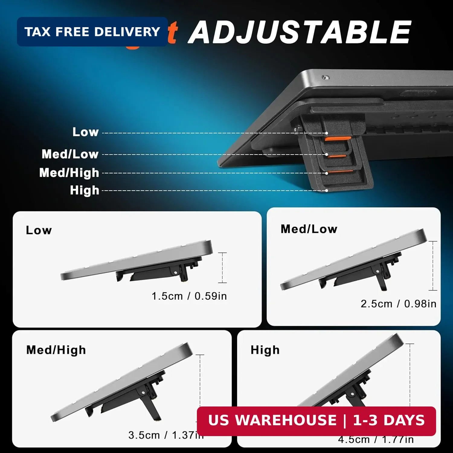 MEKASS Computer Keyboard Stand for Desktop, Adjustable Keyboard Riser, Extendabl