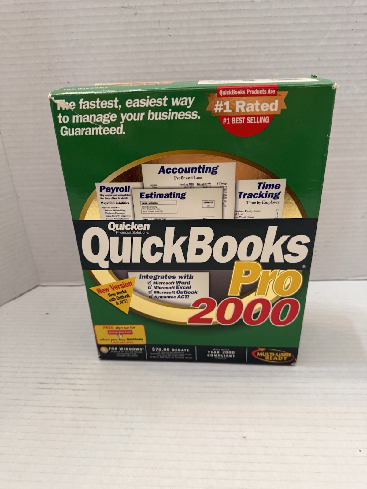 Intuit Quickbooks Pro 2000 for Windows Quicken Financial Services Software