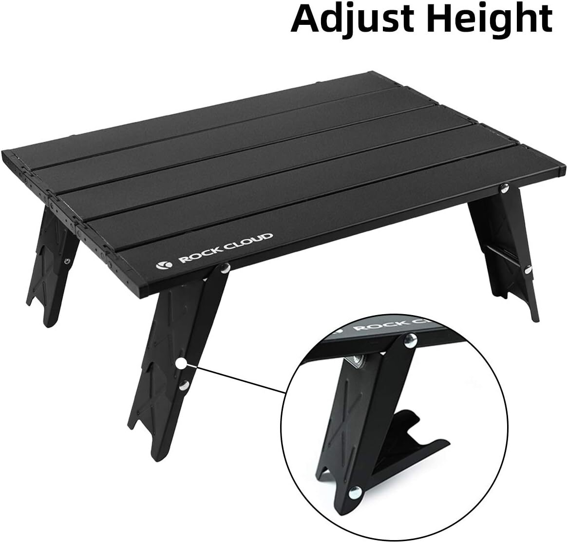 ROCK CLOUD Ultralight Folding Beach Table Adjust Height Aluminum Small, Black