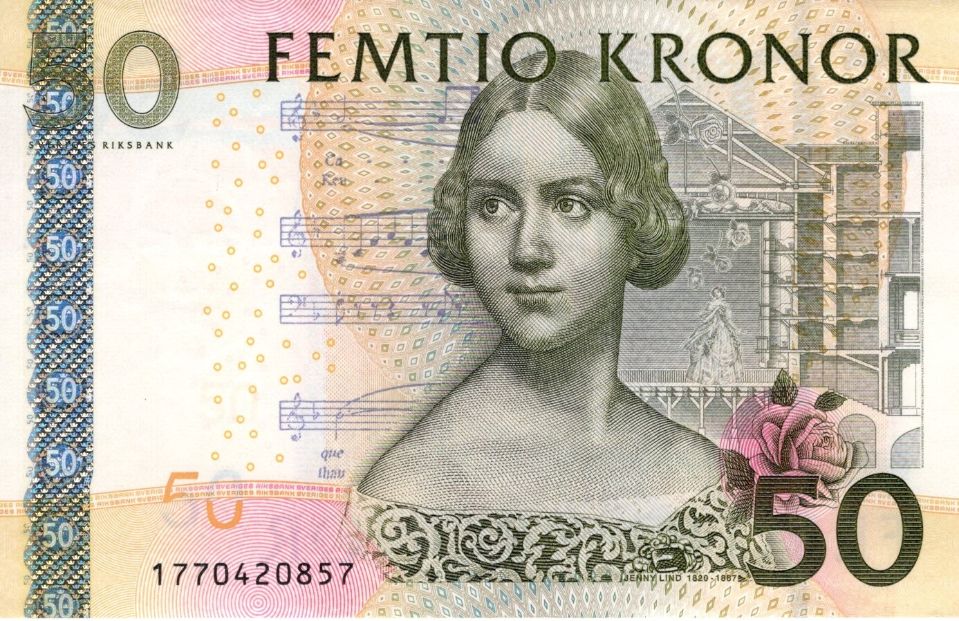 Sweden 50 Kronor 2011 AU Banknote P-64c Prefix 1770 Gernandt/Ingves Sig.