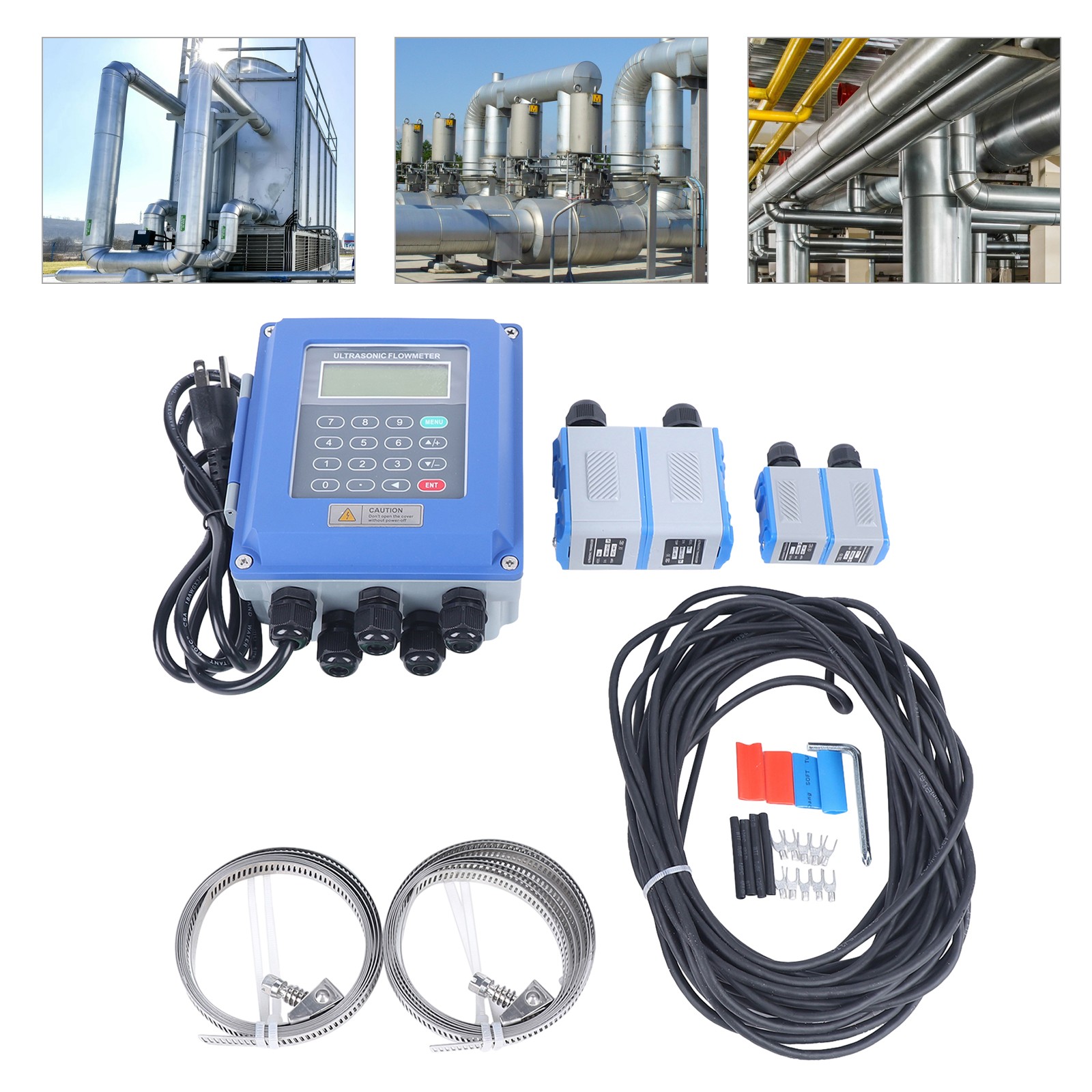 Wall Mounted Digital Ultrasonic Flowmeter Water Flow Meter & TM-1 TS-2 TUF-2000B