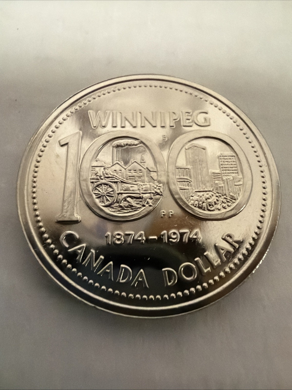 1874-1974 Canada Dollar Proof-Like Commemorative Coin 100 Year Winnipeg