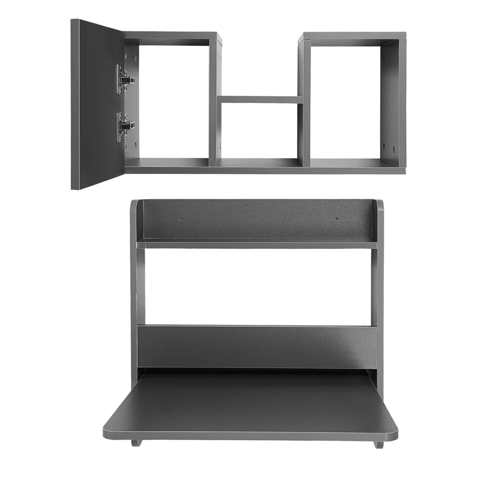 Folding Space Saving Wall Mounted Bookshelf, Fold Down Laptop Desk Workstation