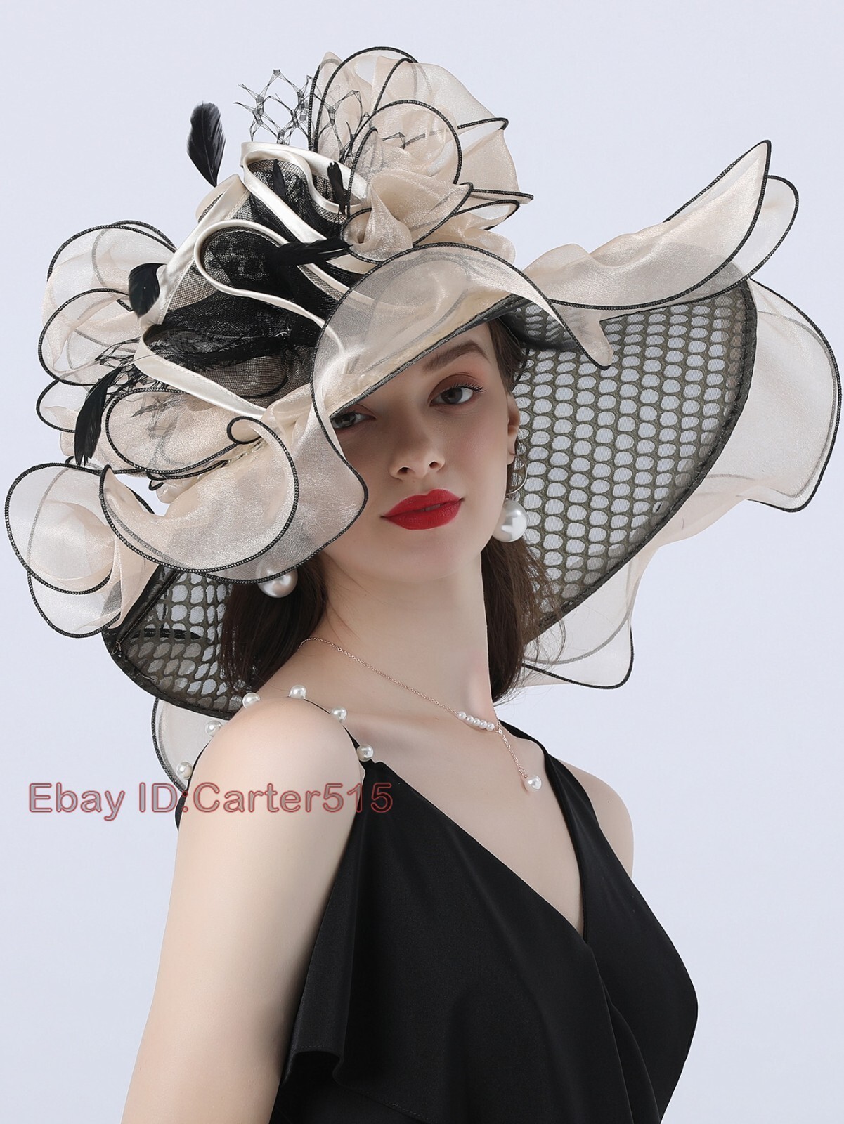 Beige Kentucky Fascinator Hat for Women Cocktail Tea Party Church Derby Hats