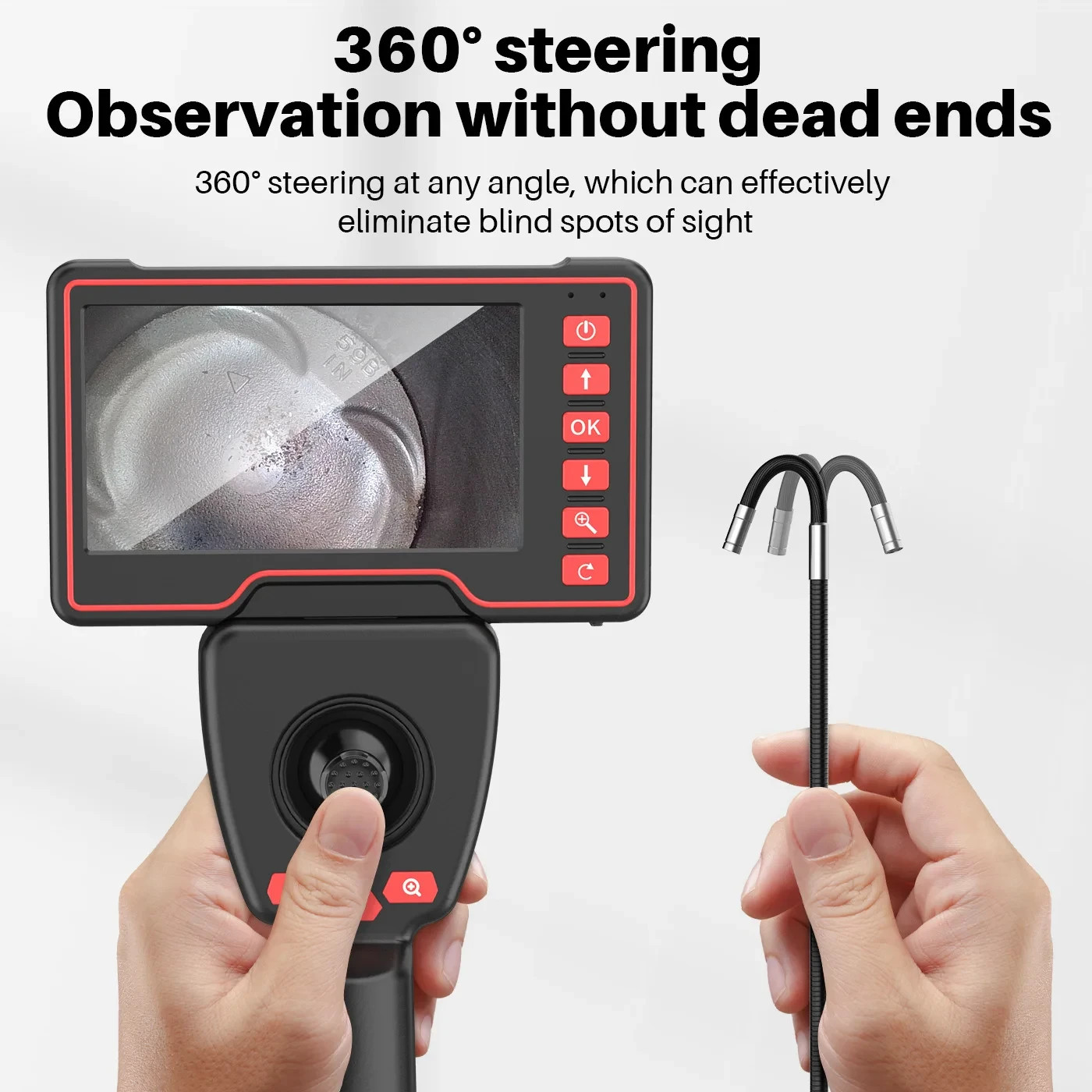 4-Way Steering Industrial Endoscope 1080P 5.0 " Screen 3.9mm Camera Borescope