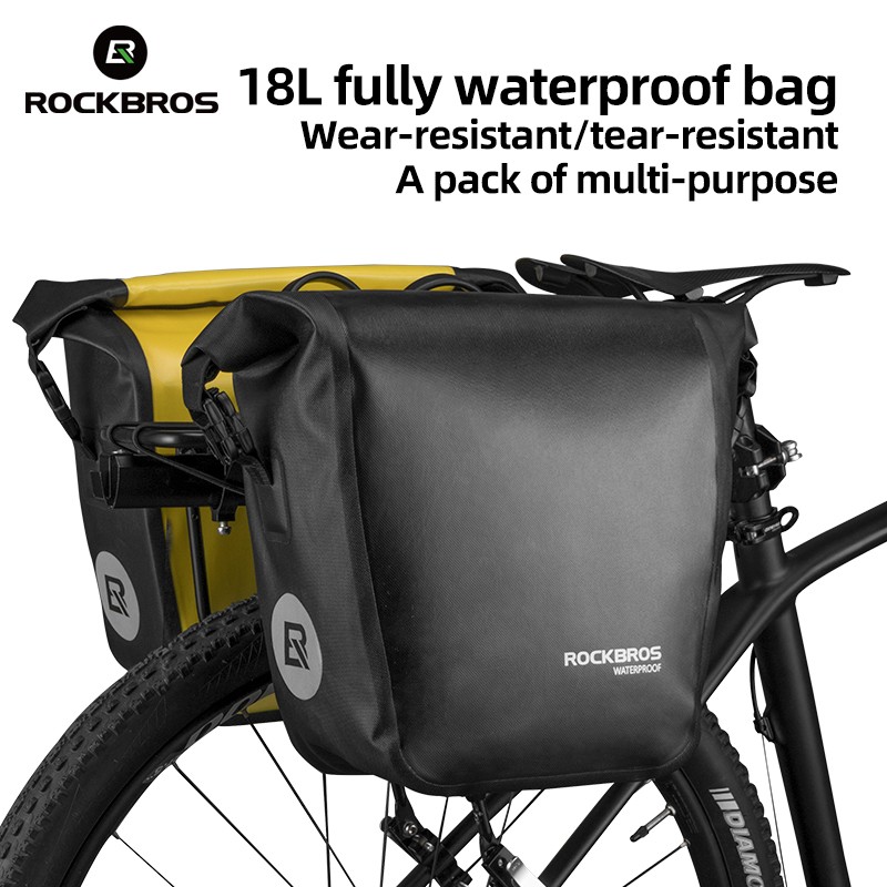 ROCKBRS 2 Pcs Bicycle Rear Rack Seat Bag 10-18L Portable Bike Pannier Waterproor
