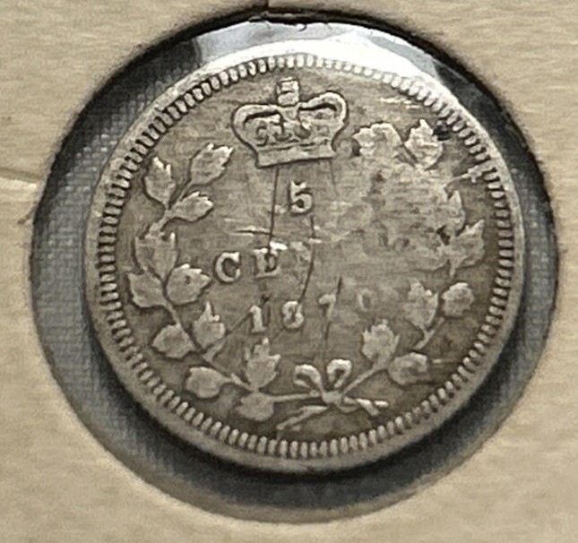 CANADA-1870 WIRE RIM 5 CENT SILVER