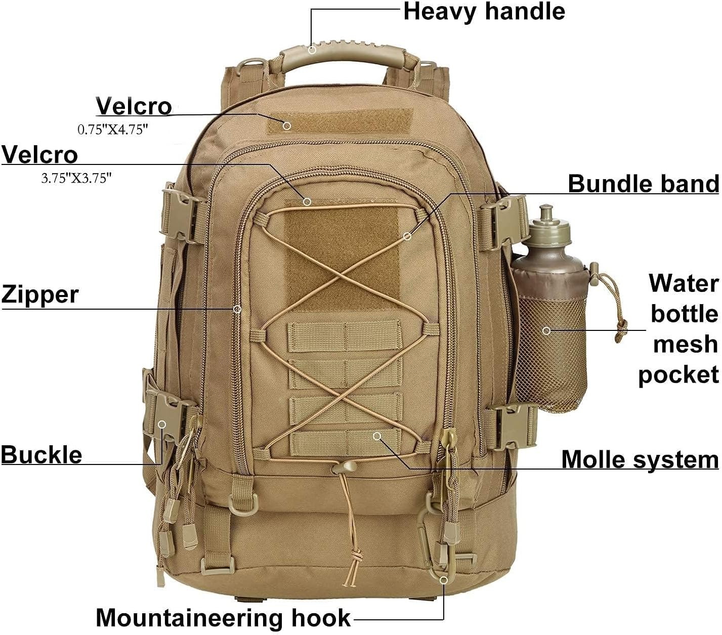 Tactical Backpack Military Army Daypack - Assault Pack for Men Molle Backpacks B