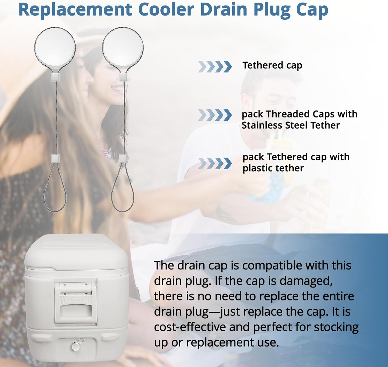 Upgraded Cooler Drain Plug Caps Replacement Parts, Compatible with Igloo 50-165