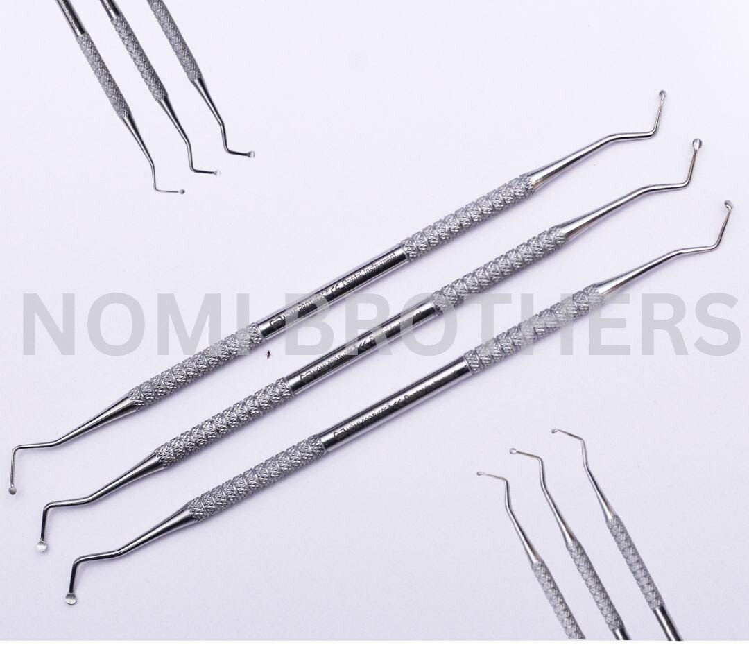 3 Pcs Dental Excavator 18W Double Ended Spoon Restorative Tools