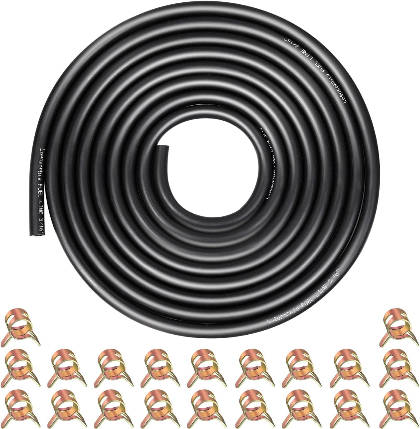 10ft 3/16 ID Fuel Line Hose with 20pcs 5/16 Clamps - Fits Kawasaki, Kohler,