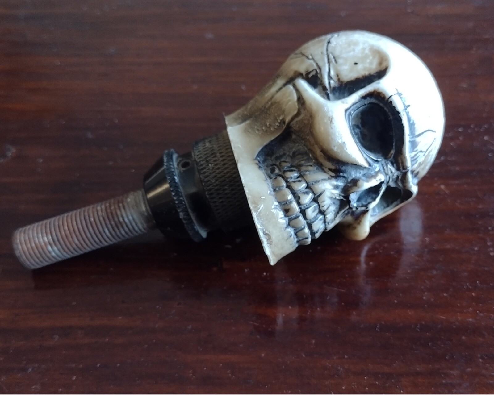Skull on Threaded Post - Skull Knob - Auto Accessory  Creepy - Heavy