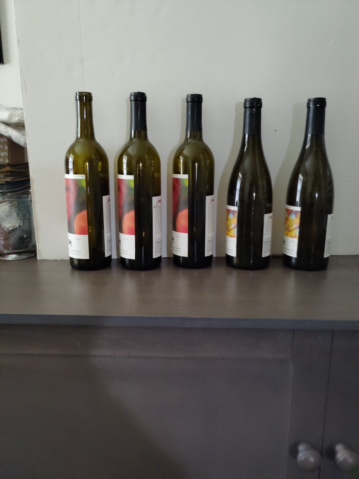 Jerry Garcia (Grateful Dead) 5 Empty 2000 & 2002 Wine Bottles