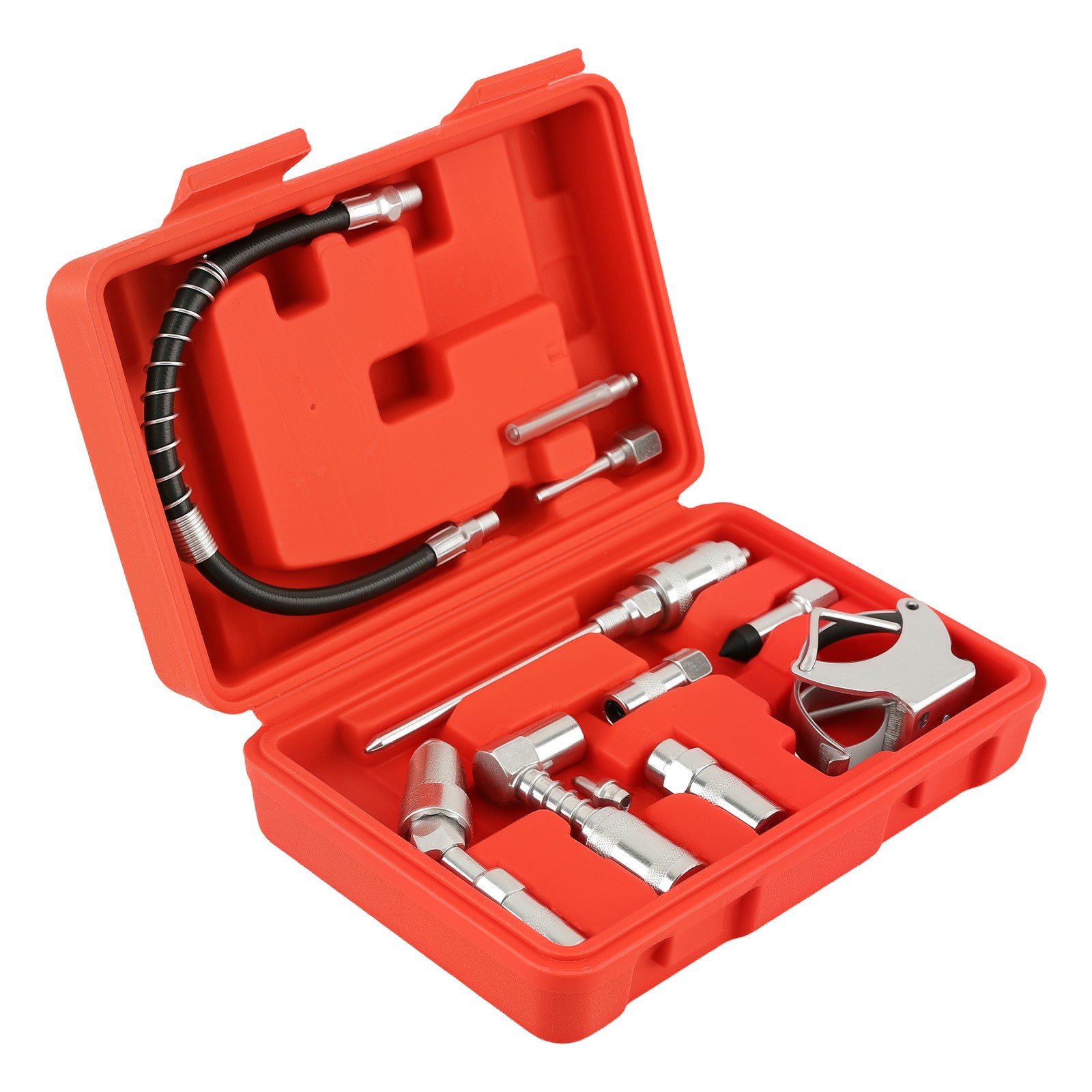 Complete Grease Gun Accessory Set 3000PSI with Spring Hose and Multiple Adapters