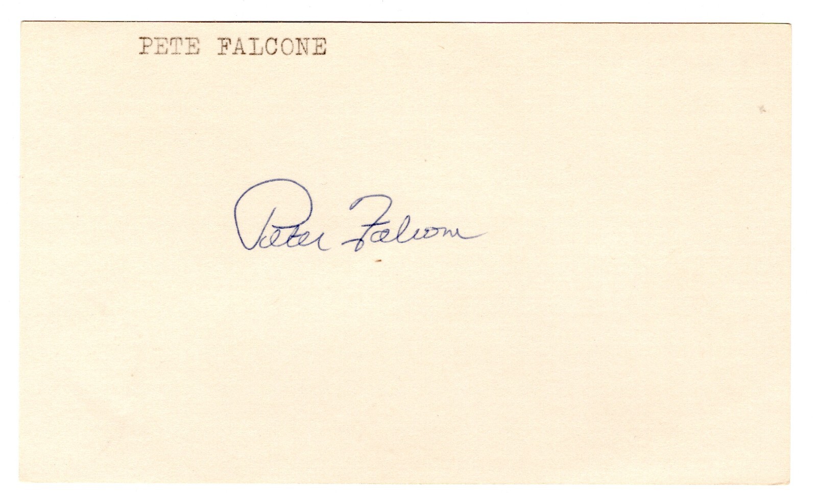 Pete Falcone Autograph (Ink) On A 3x5 Index Card - New York Mets