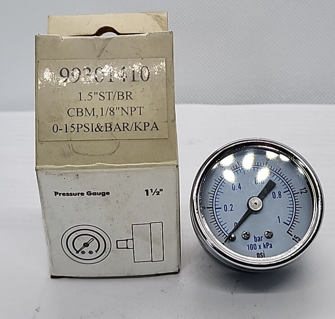 ASME 1.5" ST/BR CBM, 1/8" NPT 0-15PSI MINI GAUGE [RC 1-2]
