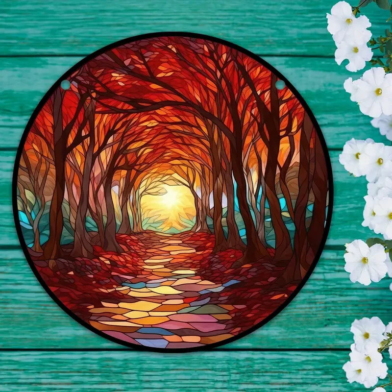 Autumn Trail Suncatcher Double Sided Round Dyed Acrylic Decor