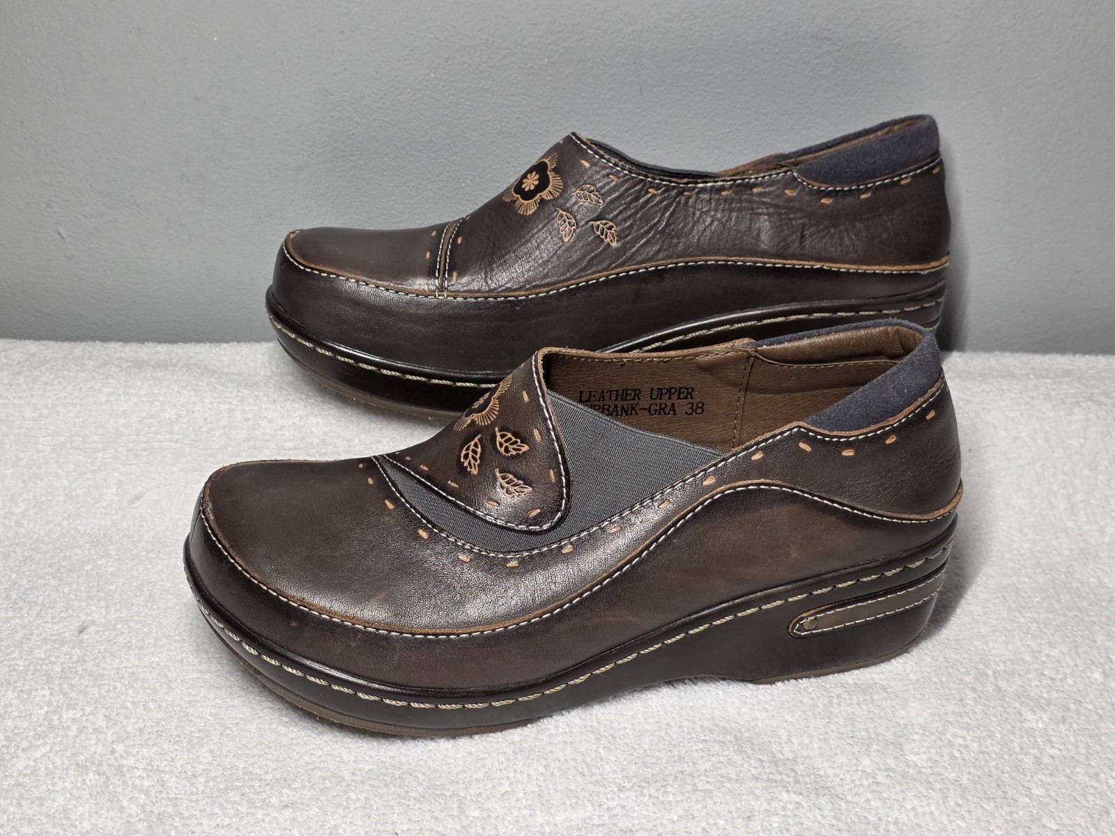L'ARTISTE Women's CHINO Brown Mules Clogs Leather Shoes EU 38/US 7.5 Spring Step